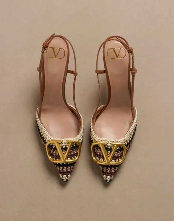 Valentino Vlogo Signature Slingback Pump With Crochet Embroidery 80Mm - Image 2